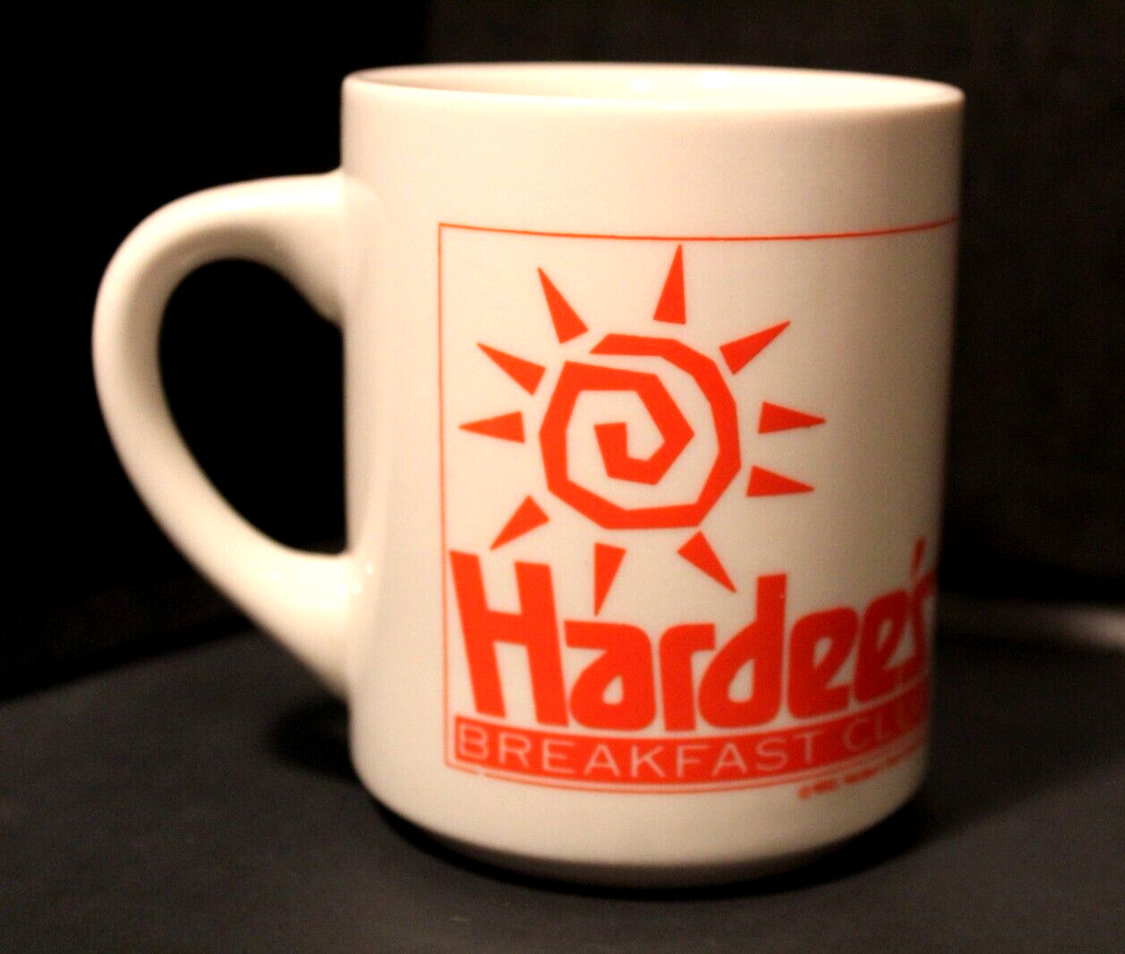 Vintage Hardee’s Coffee Mug Cup Breakfast Club Crew Sun Ceramic Fast Food 1993