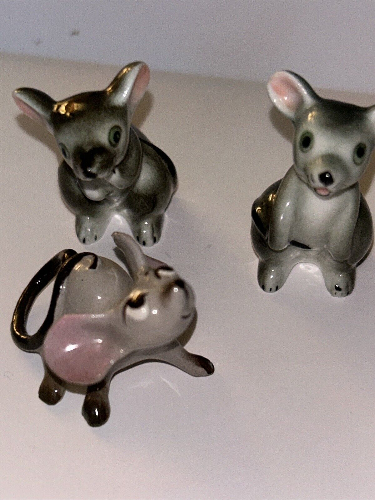 Vintage Hagen Renaker Mouse Mice Set of 3 Mini Figurines Porcelain 1” Tall