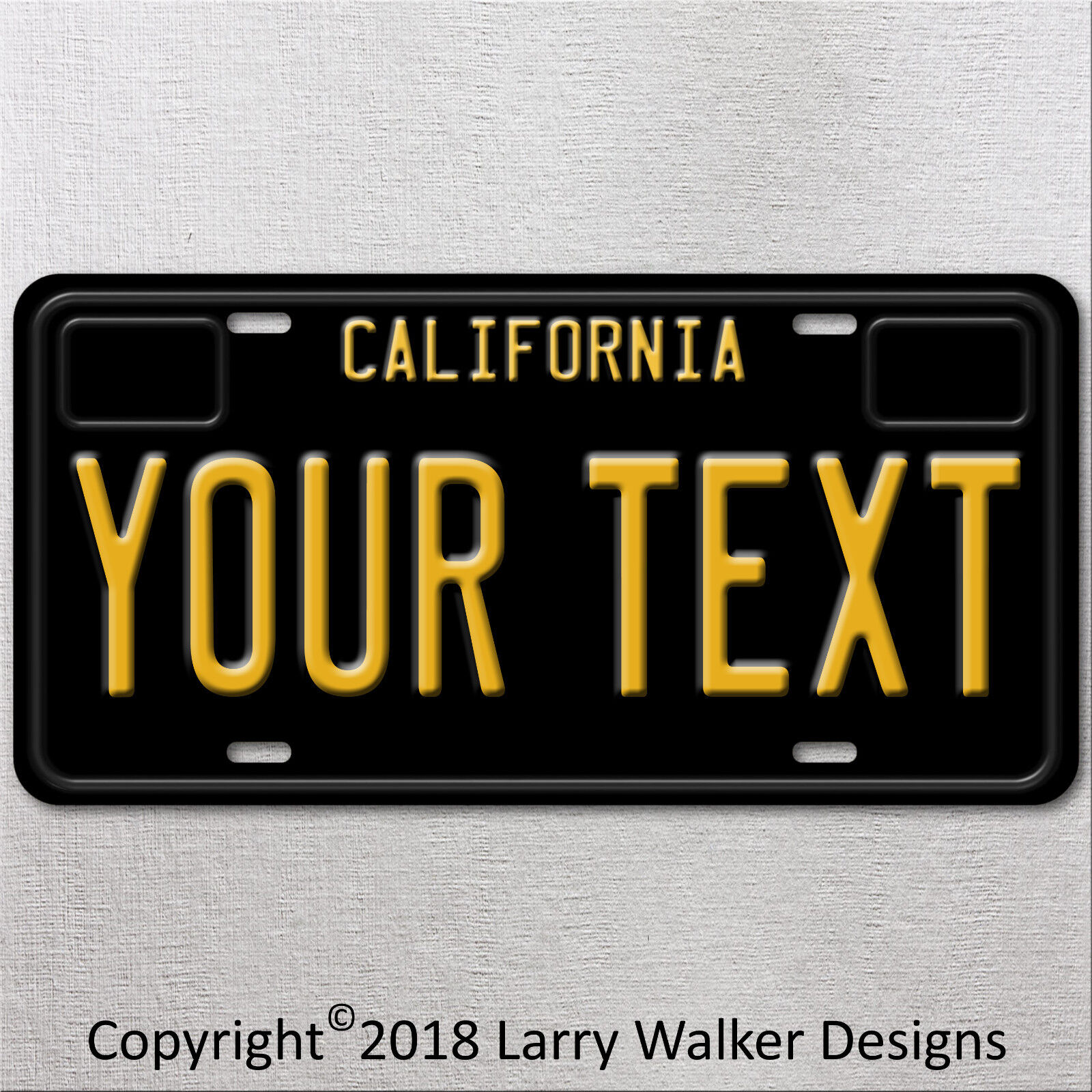 California Vintage Black YOUR TEXT Personalized  Aluminum License Plate Tag