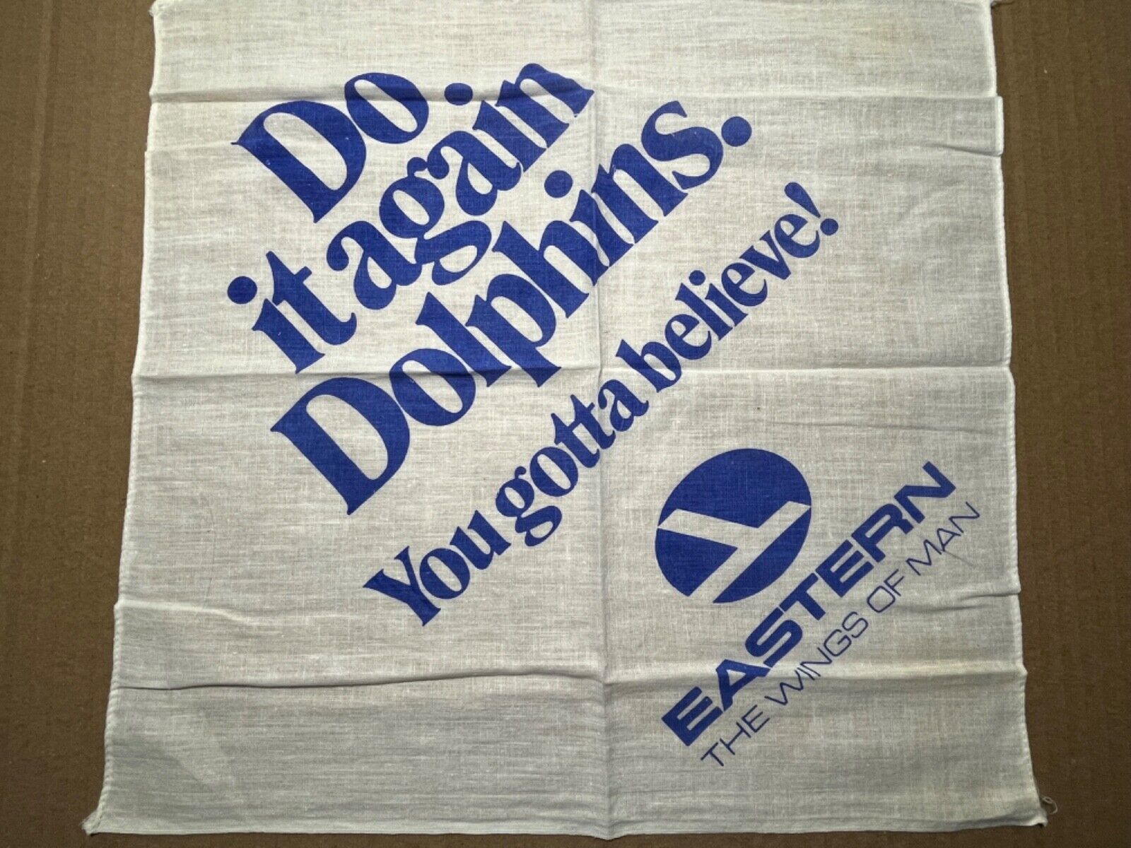 Vtg 80s Eastern Airlines Do it Again Dolphins Miami Promo Pocket Handkerchief