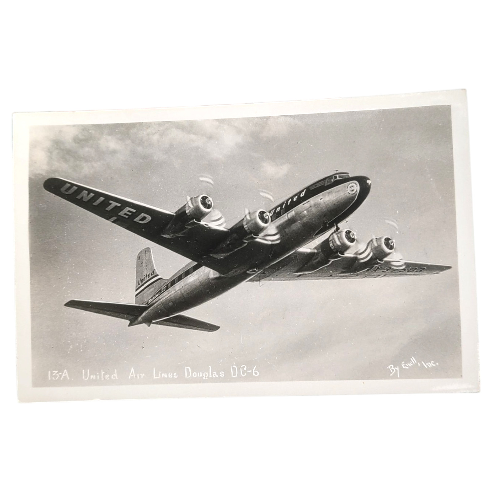 Vintage Douglas DC-6 Airplane United Air Lines RPPC 1950s Postcard by Enell Inc