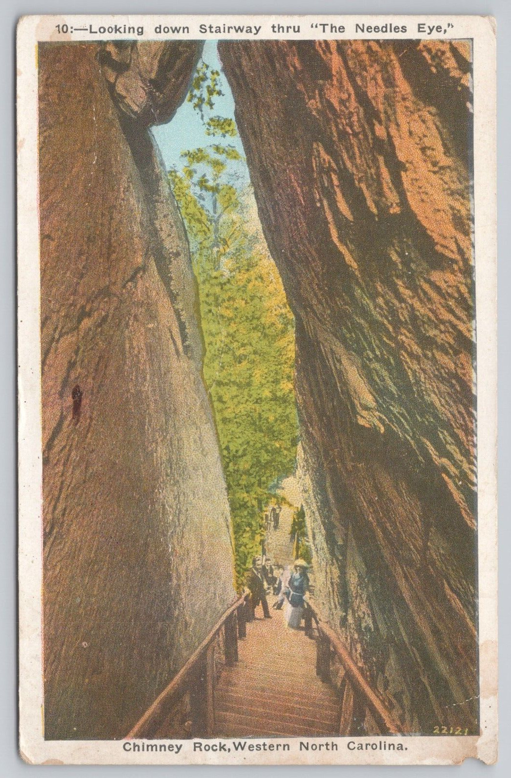 Postcard The Needles Eye, Chimney Rock, Western North Carolina VTG White Border