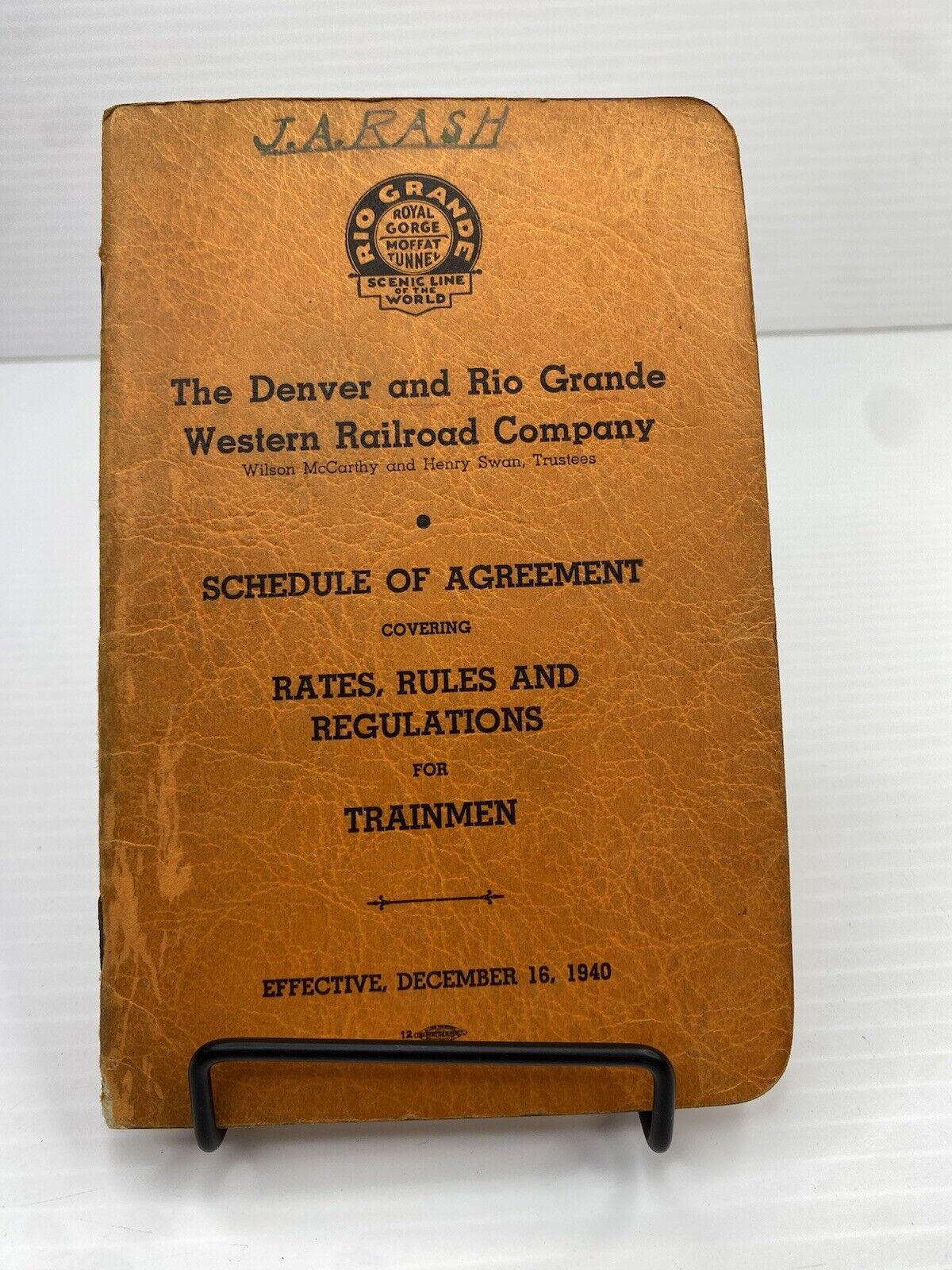 1940 Denver & Rio Grande Western Railroad Co Schedule Colorado Switchmen RR Rail