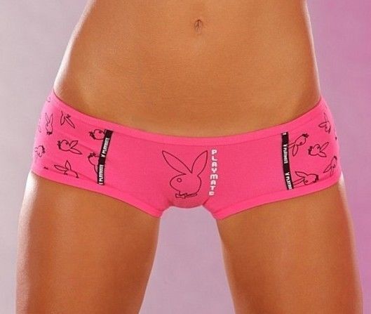 PLAYBOY Bunny Cotton Boyleg Boyshort Panty Playmate Underwear PLT194, Pink, M