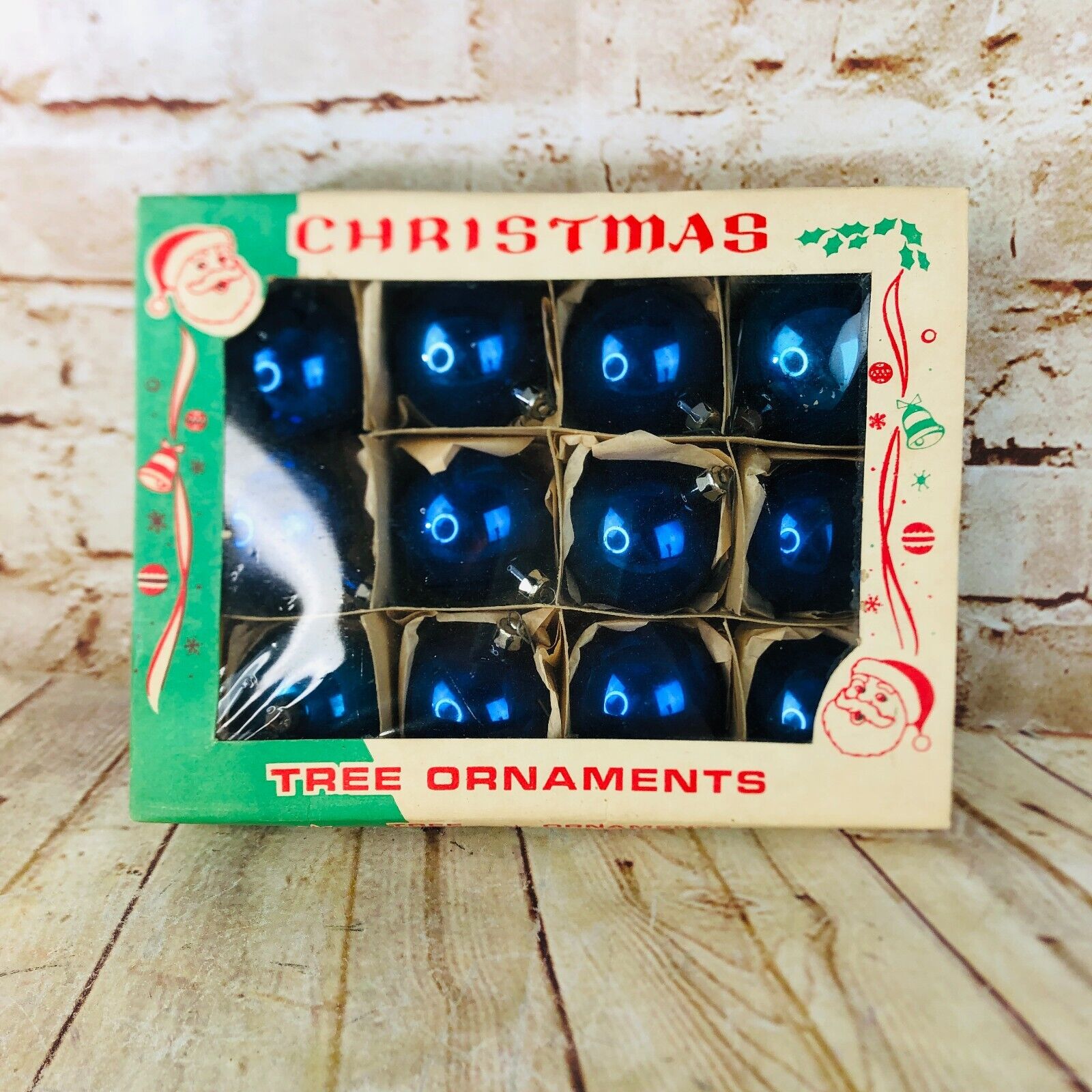 12 vtg glass ball ornaments poland blue Christmas decor