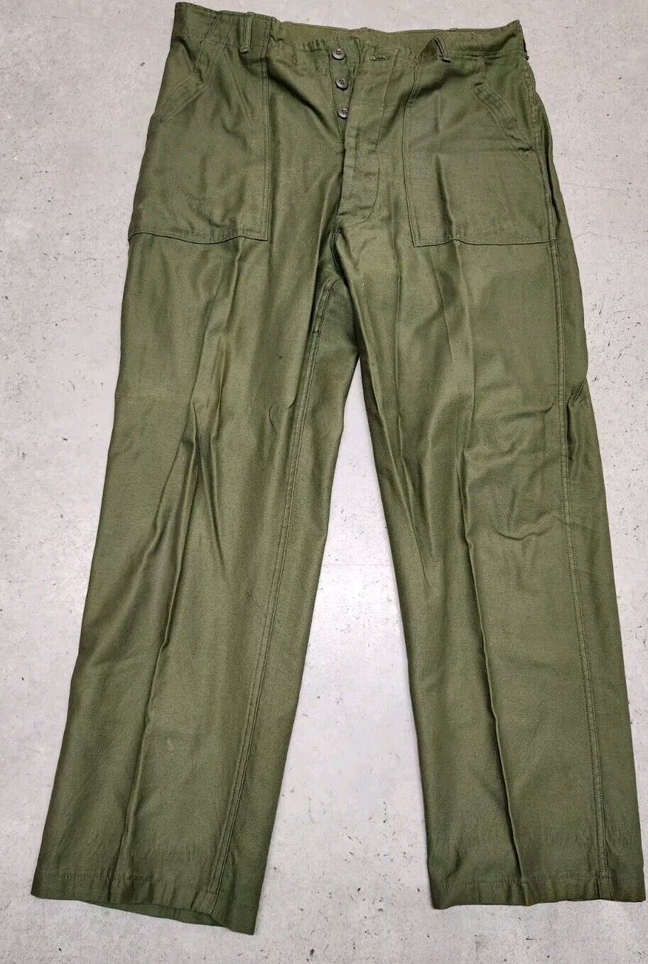 Vietnam War Era OG-107 Cotton Sateen Trousers Pants Cotton US Army Size Large