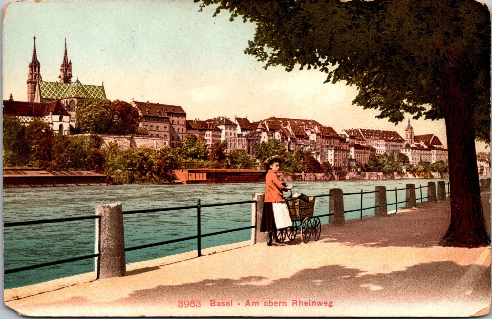 Basel Switzerland Upper Rhine Way Vintage Postcard