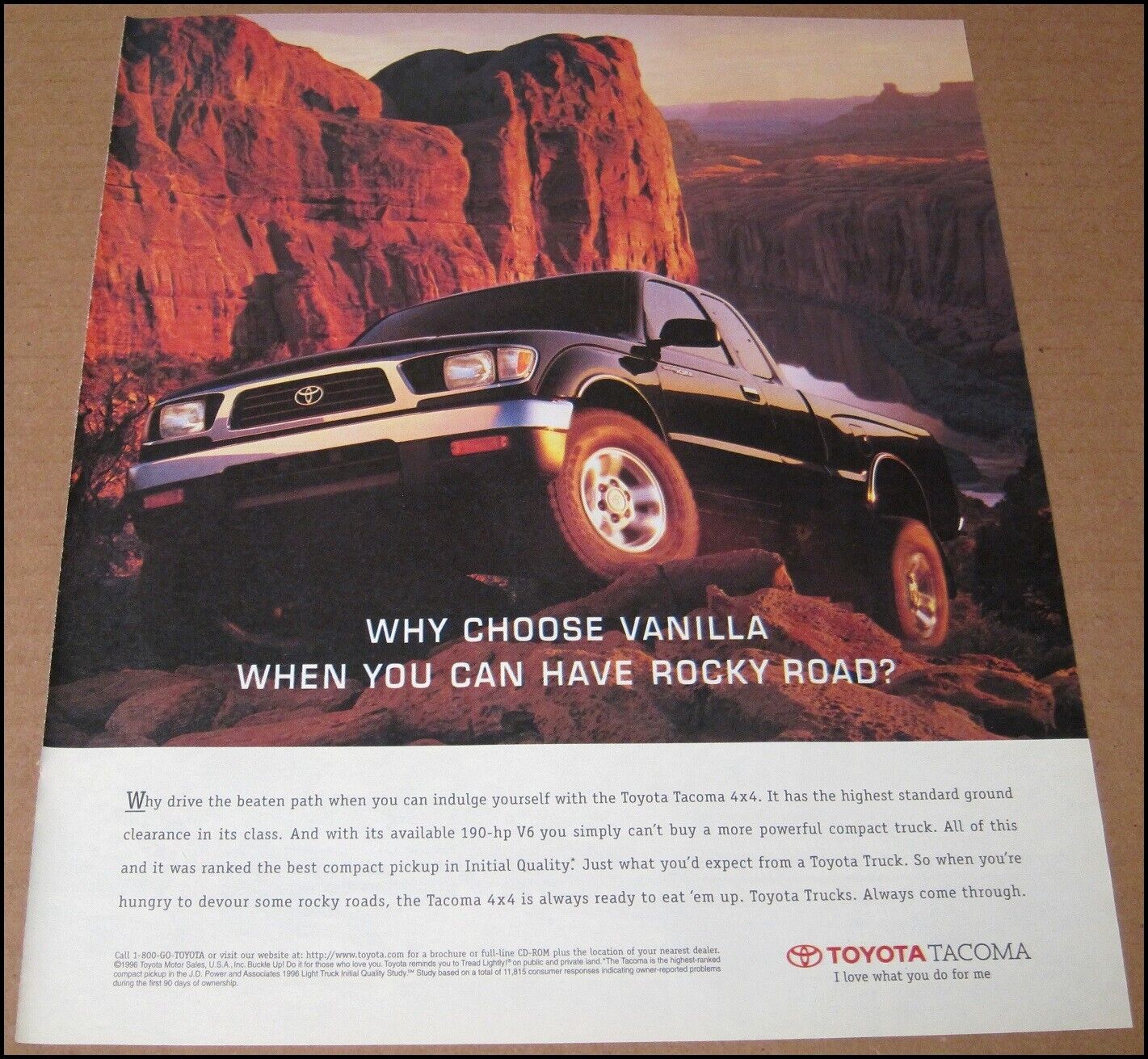 1997 Toyota Tacoma Print Ad 1996 Car Truck 10\