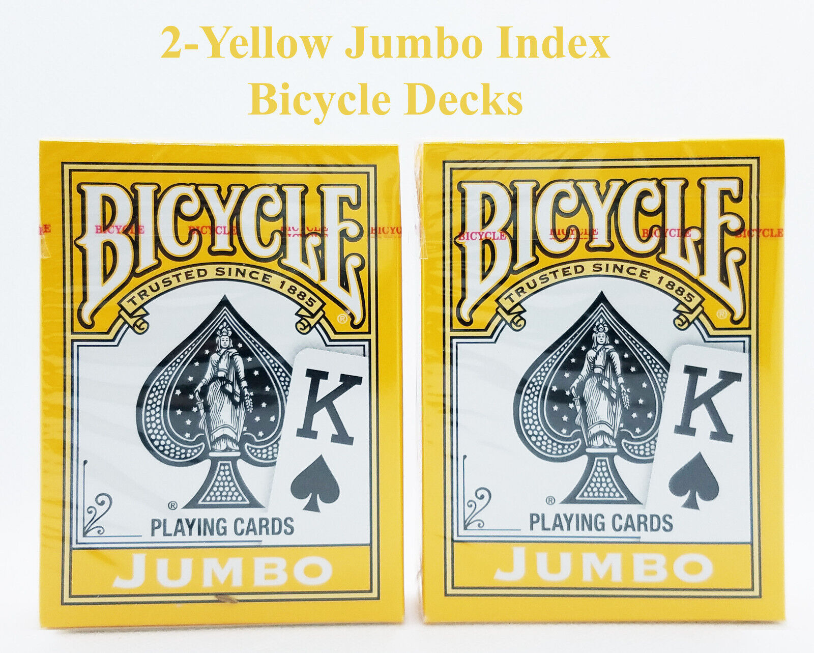 Overstock Sale 2-Yellow Bicycle Jumbo Index Deck Playing Cards - Rider Back
