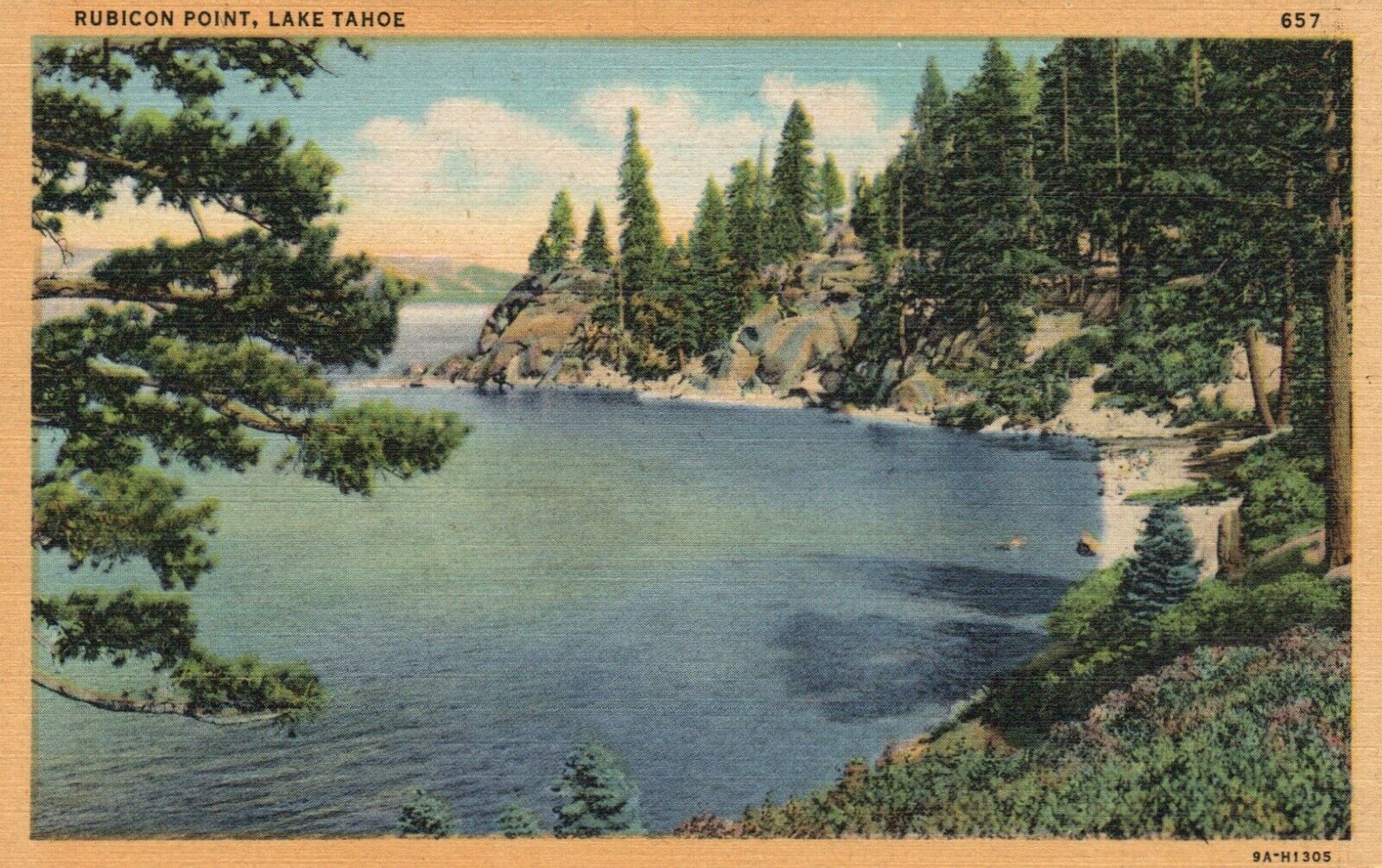 Postcard CA Lake Tahoe California Rubicon Point 1939 Linen Vintage PC J3356