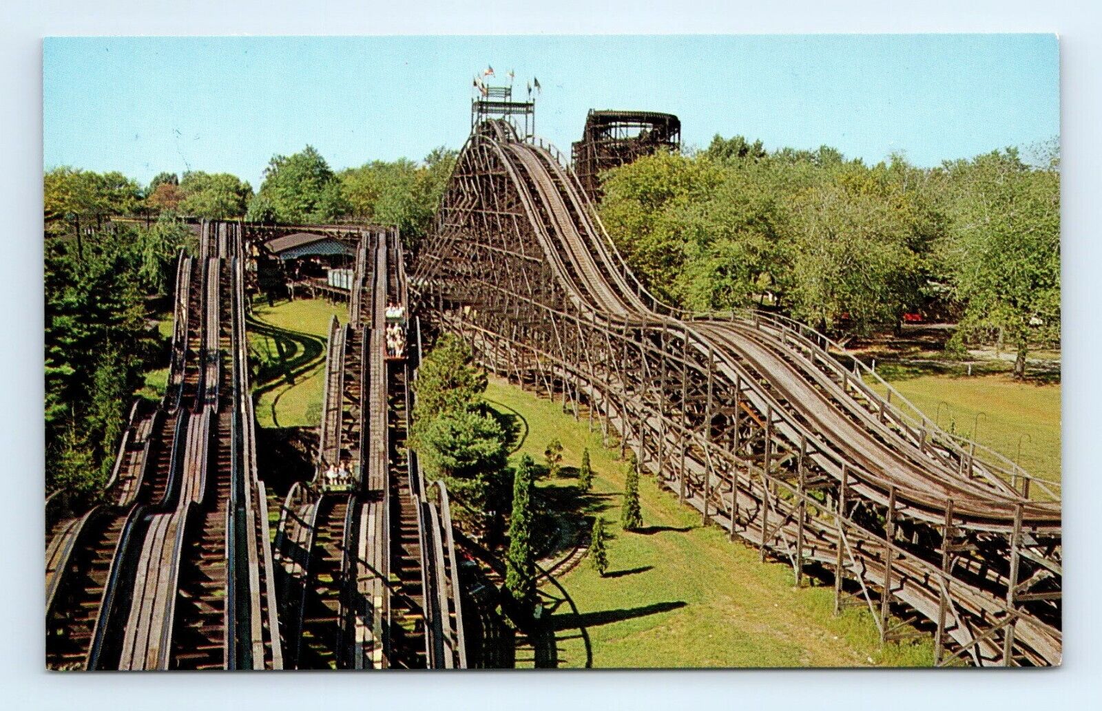 Rollercoaster Wood High Rides Euclid Beach Park Cleveland OH Postcard