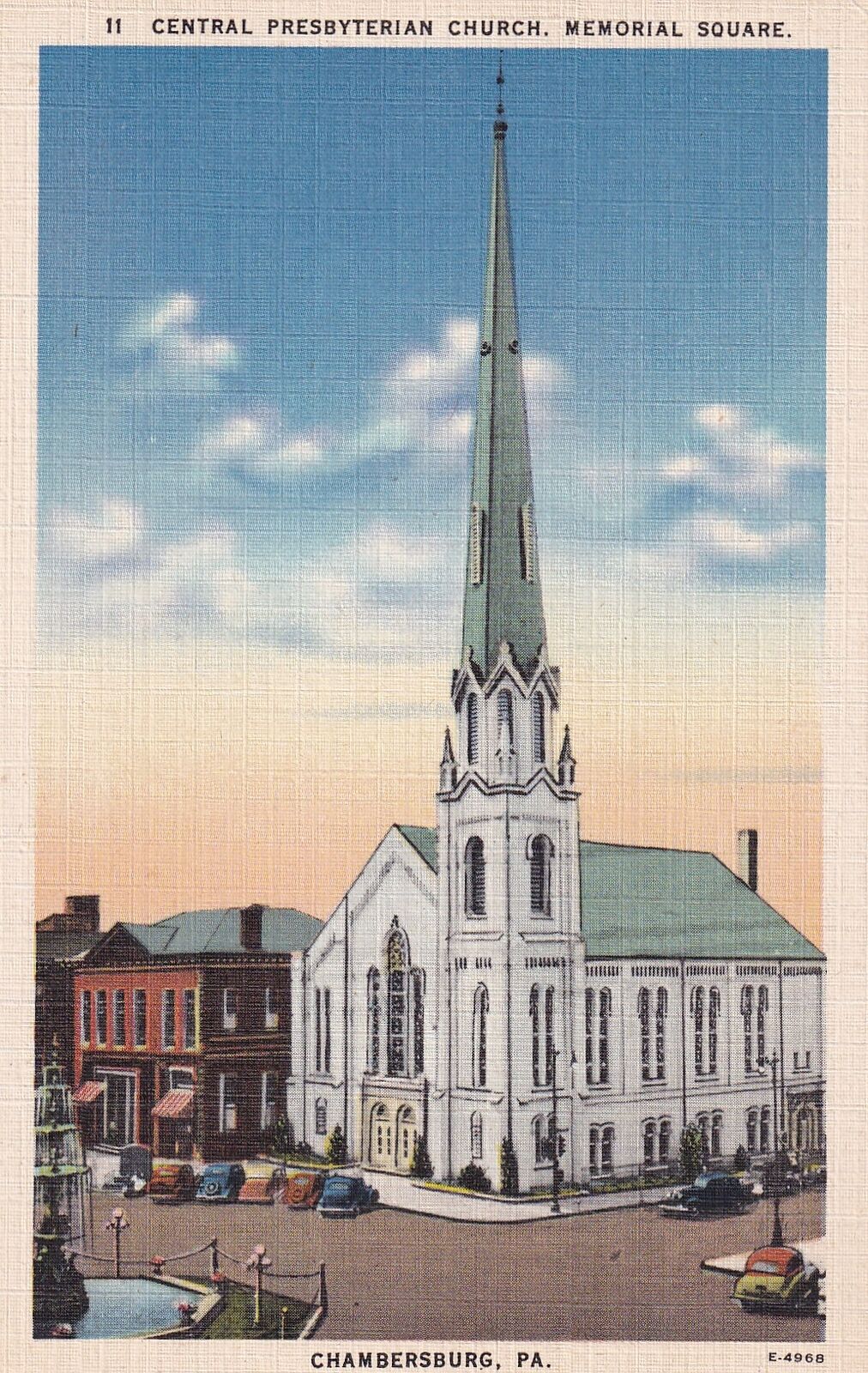 Central Presbyterian Church Chambersburg Pennsylvania PA Postcard Memorial N05