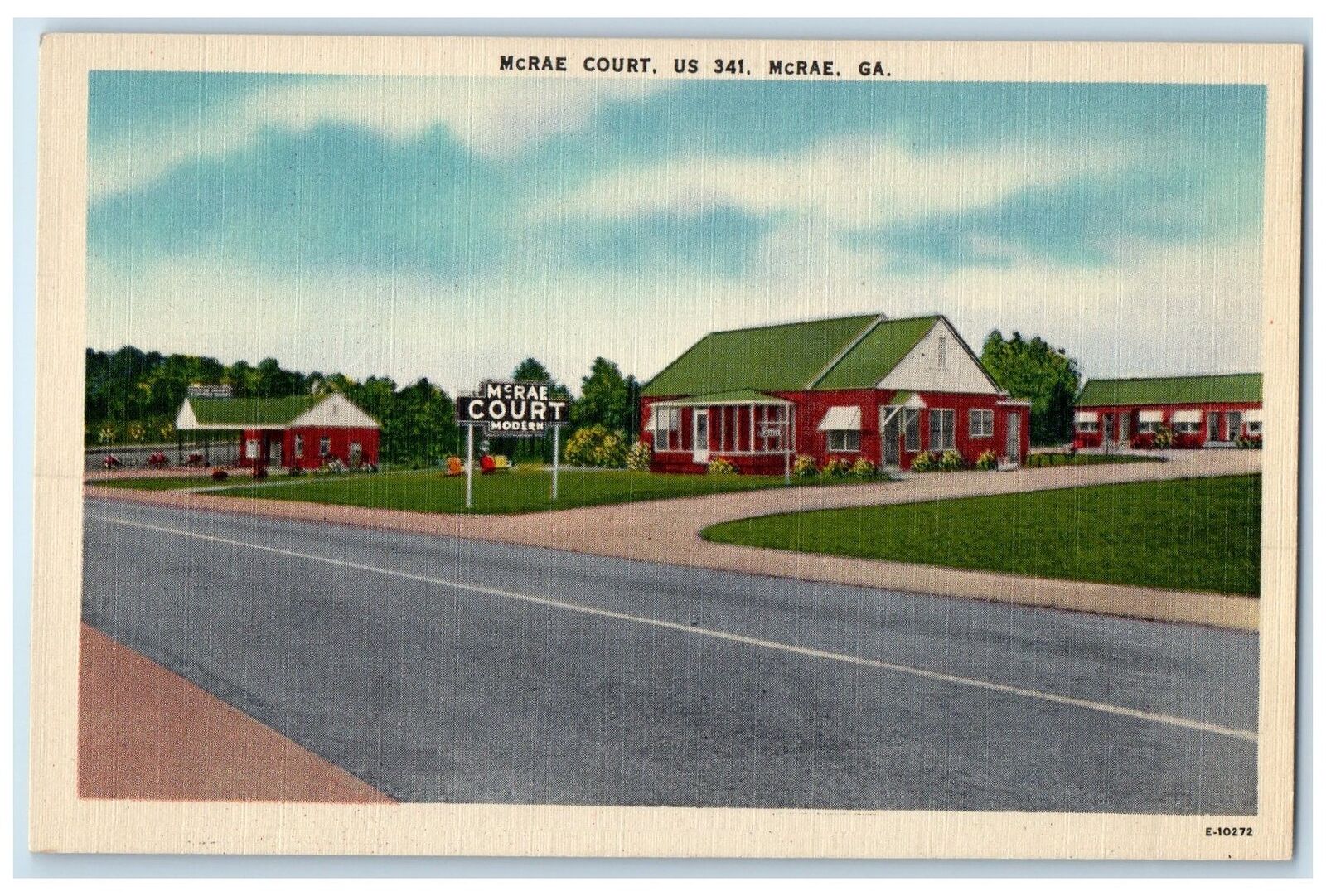 c1940s McRae Court Exterior Roadside McRae Georgia GA Unposted Signage Postcard