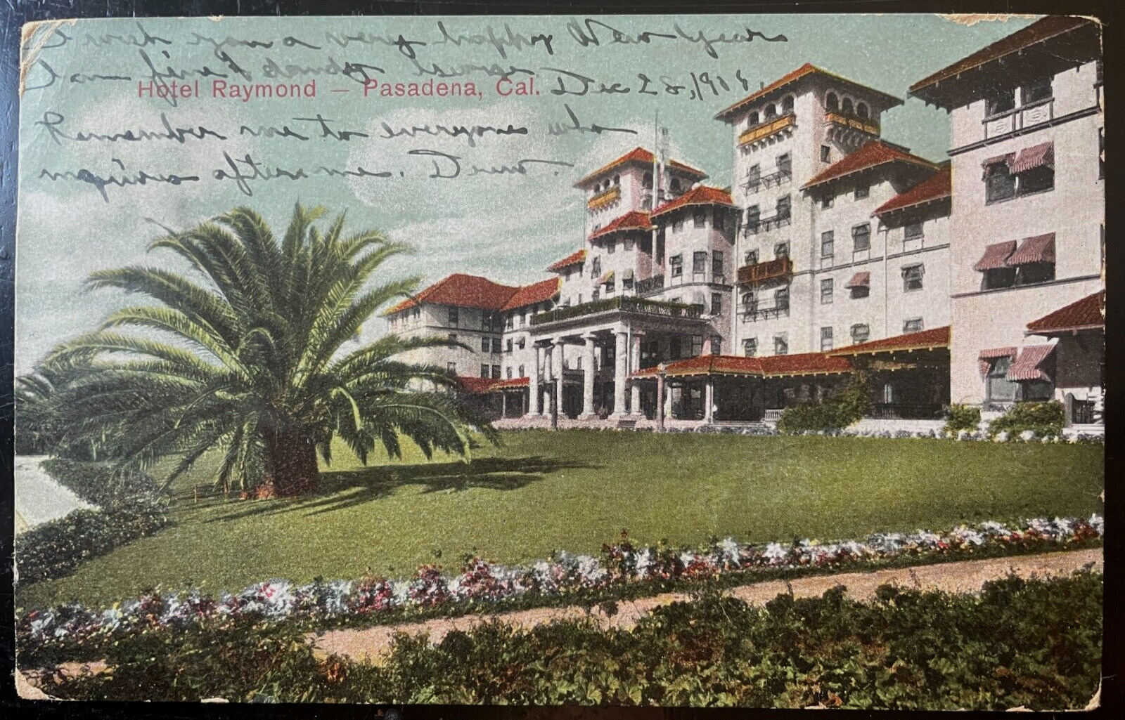 Vintage Postcard 1906 Hotel Raymond, Pasadena, California (CA)