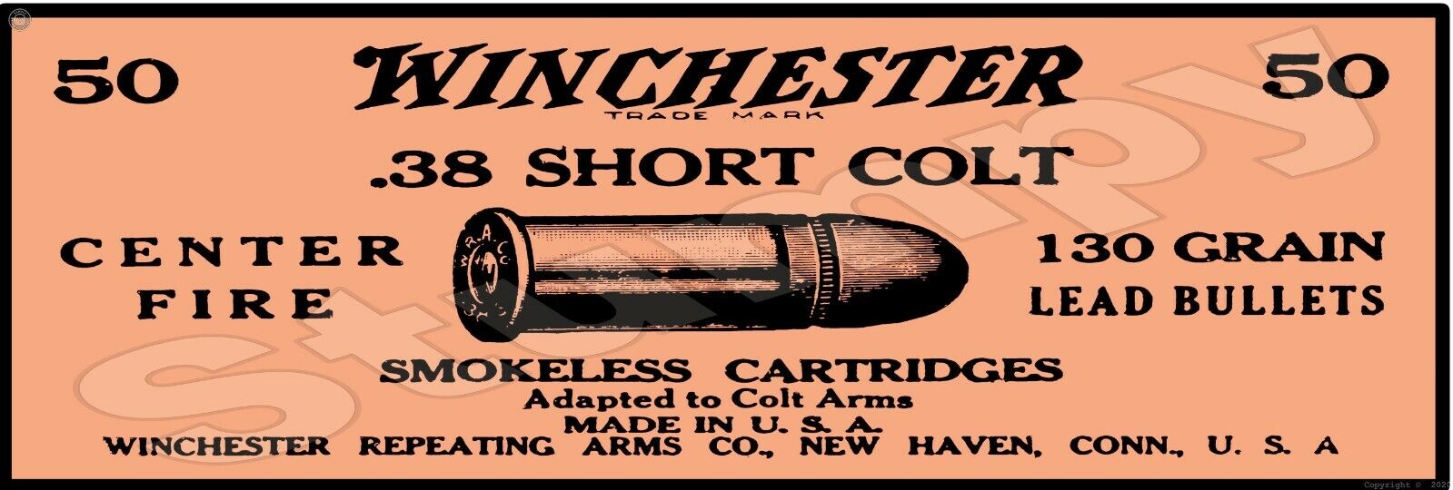 Winchester .38 Short Colt Cartridges Metal Sign 6\