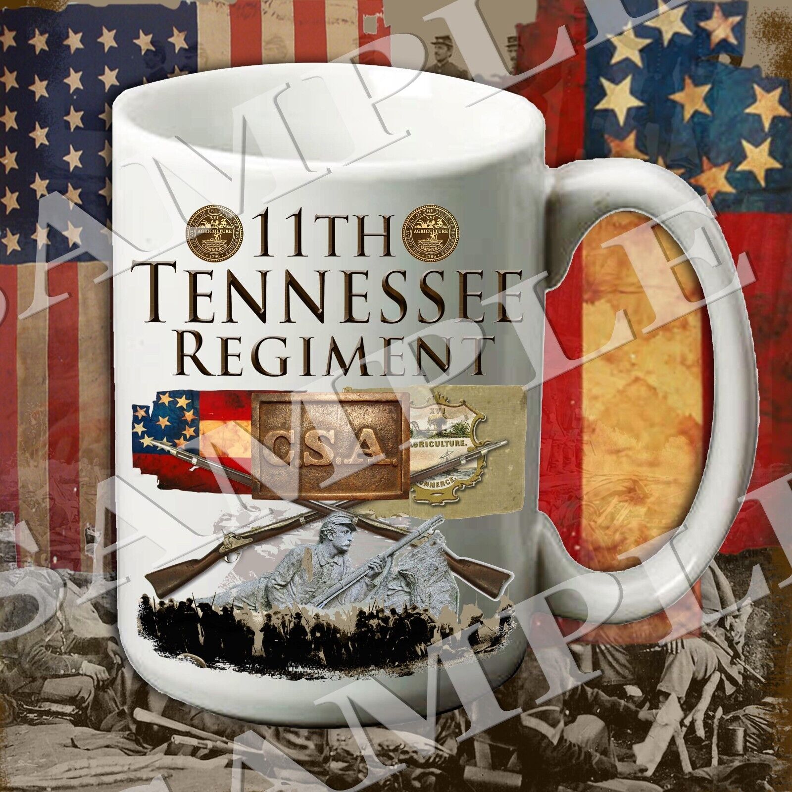 11th Tennessee Regiment 15-ounce American Civil War themed coffee mug/cup