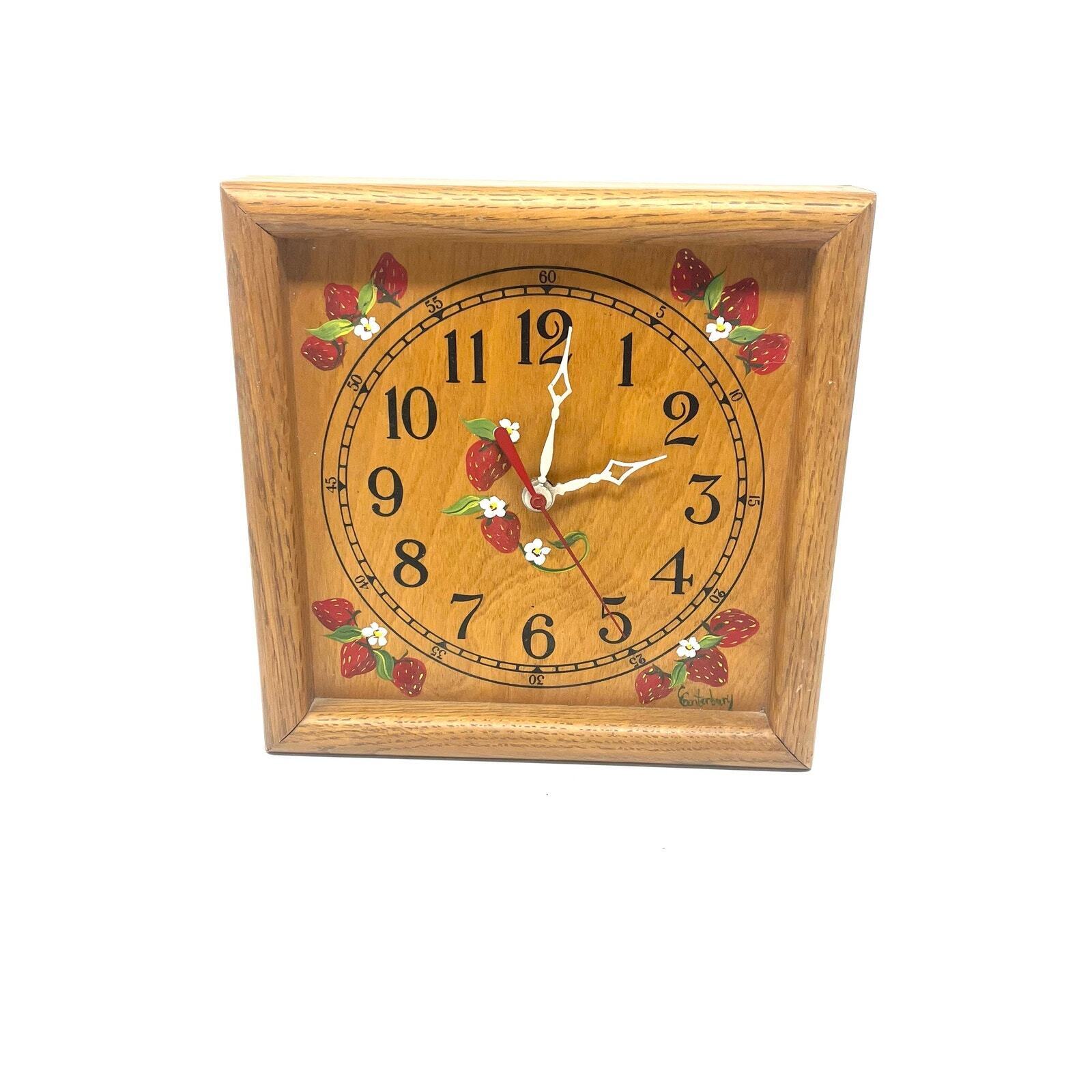 Vintage Farmhouse Wooden Strawberry Clock 