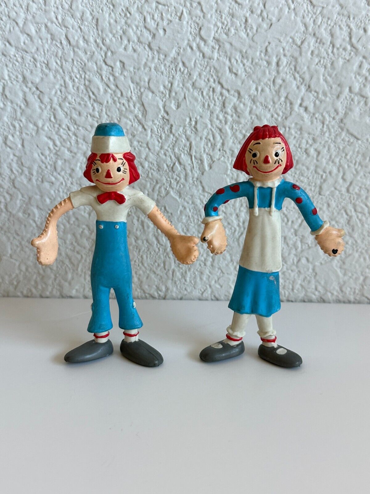 Raggedy Ann & Andy Bendable Rubber Figurines 1978 Bobbs Merrill Collectible Toy