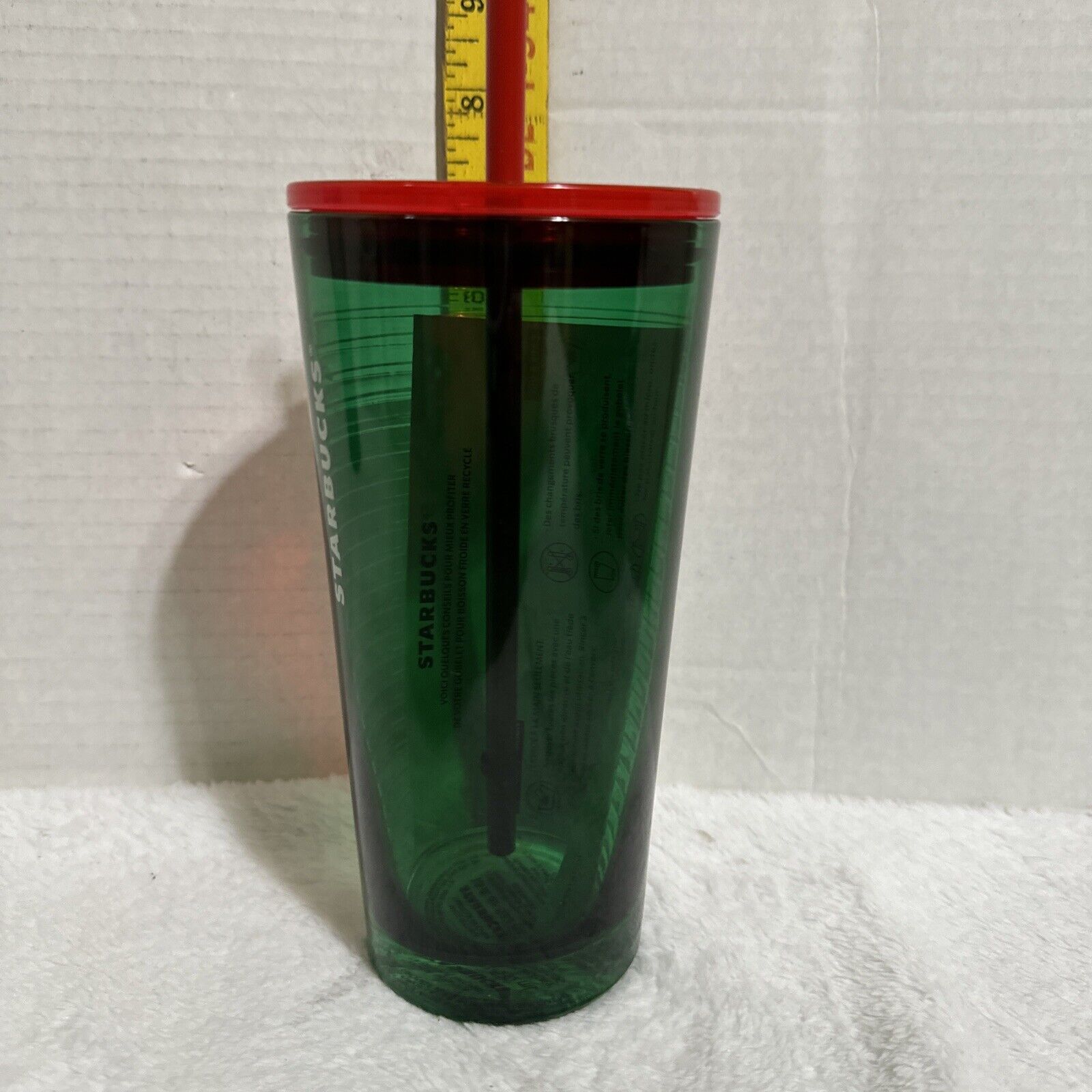 Starbucks 2021 Tri Color Green Clear Red Glass Holiday 18oz Cold Tumbler Cup New