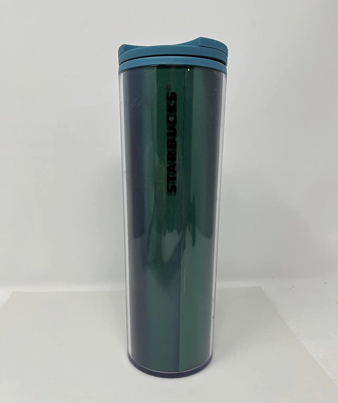Starbucks 16 oz Double Wall Insulated Blue Green Lenticular Clear Tumbler