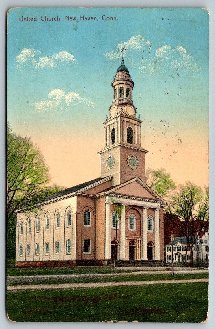 United Church  New Haven  Connecticut  Postcard  1916