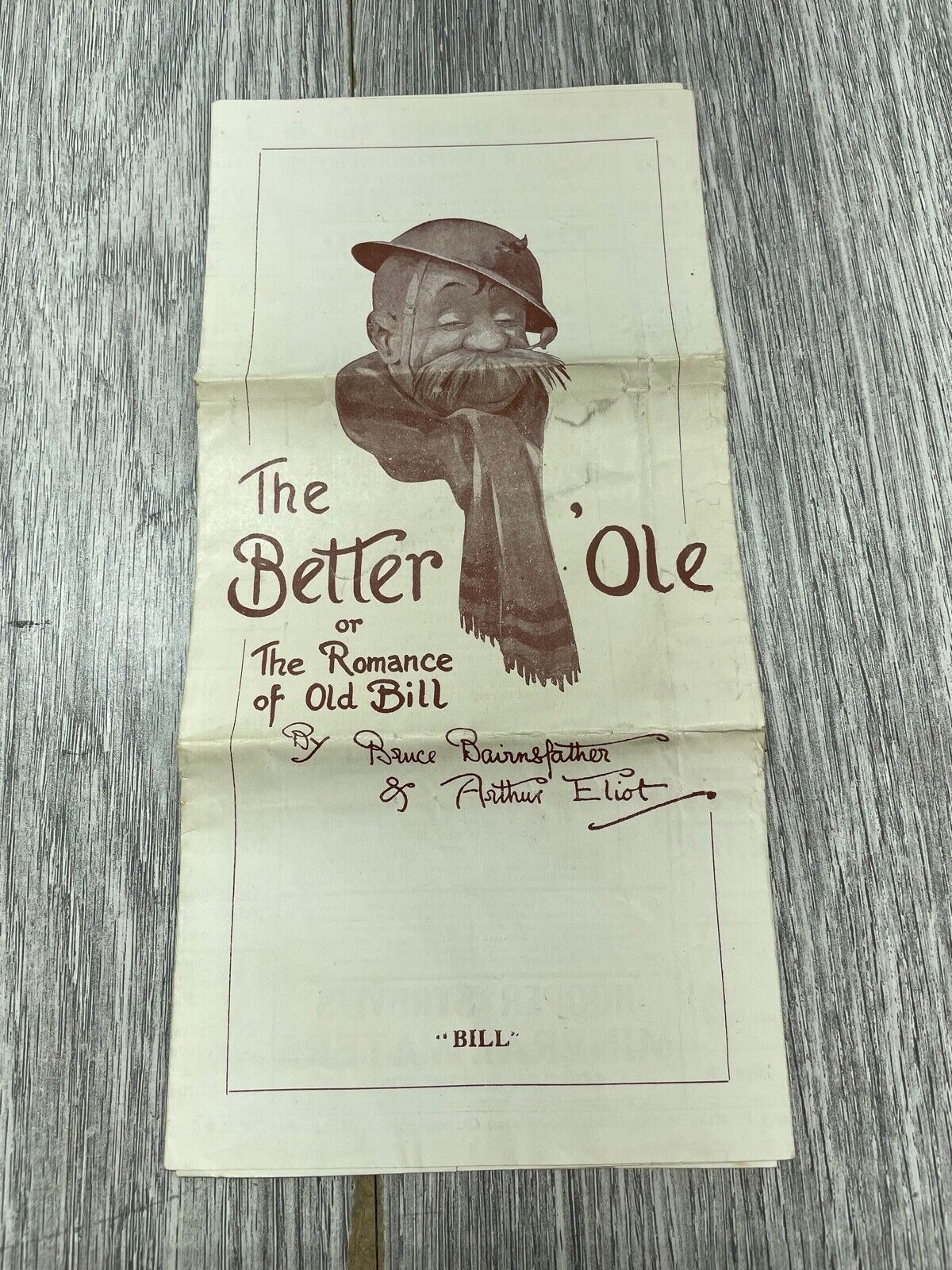 The Better Ole or The Romance of Old Bill WWI Playbill Bruce Bairnsfather Eliot