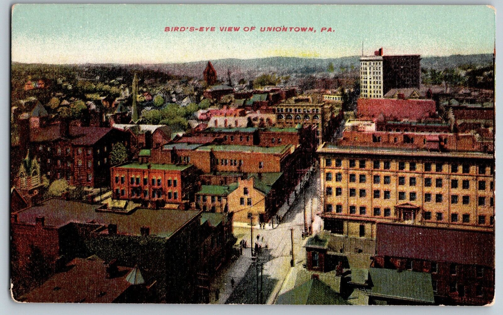 Pennsylvania PA - Bird\'s Eye View of Uniontown - Vintage Postcard - Unposted