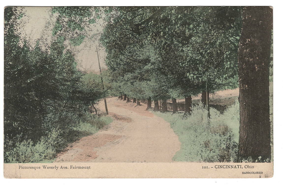 Postcard OH Waverly Ave Fairmount Cincinnati Hand colored Antique 1912 