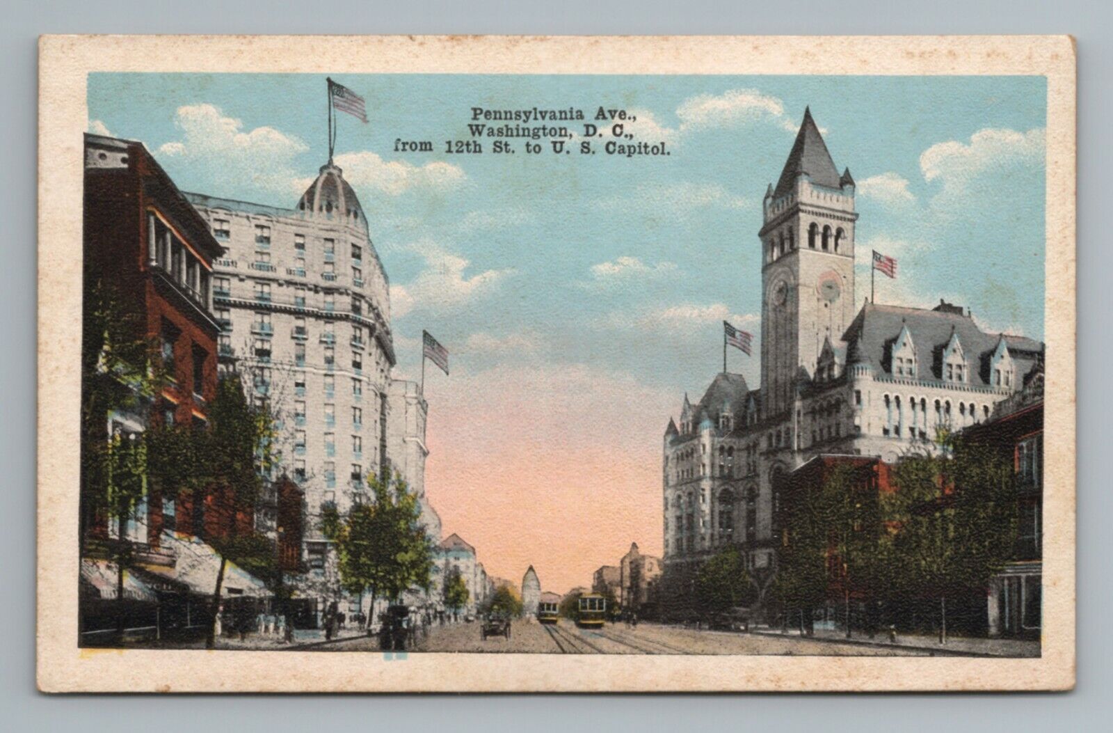 Pennsylvania Ave Capitol Street Washington DC Vintage Postcard