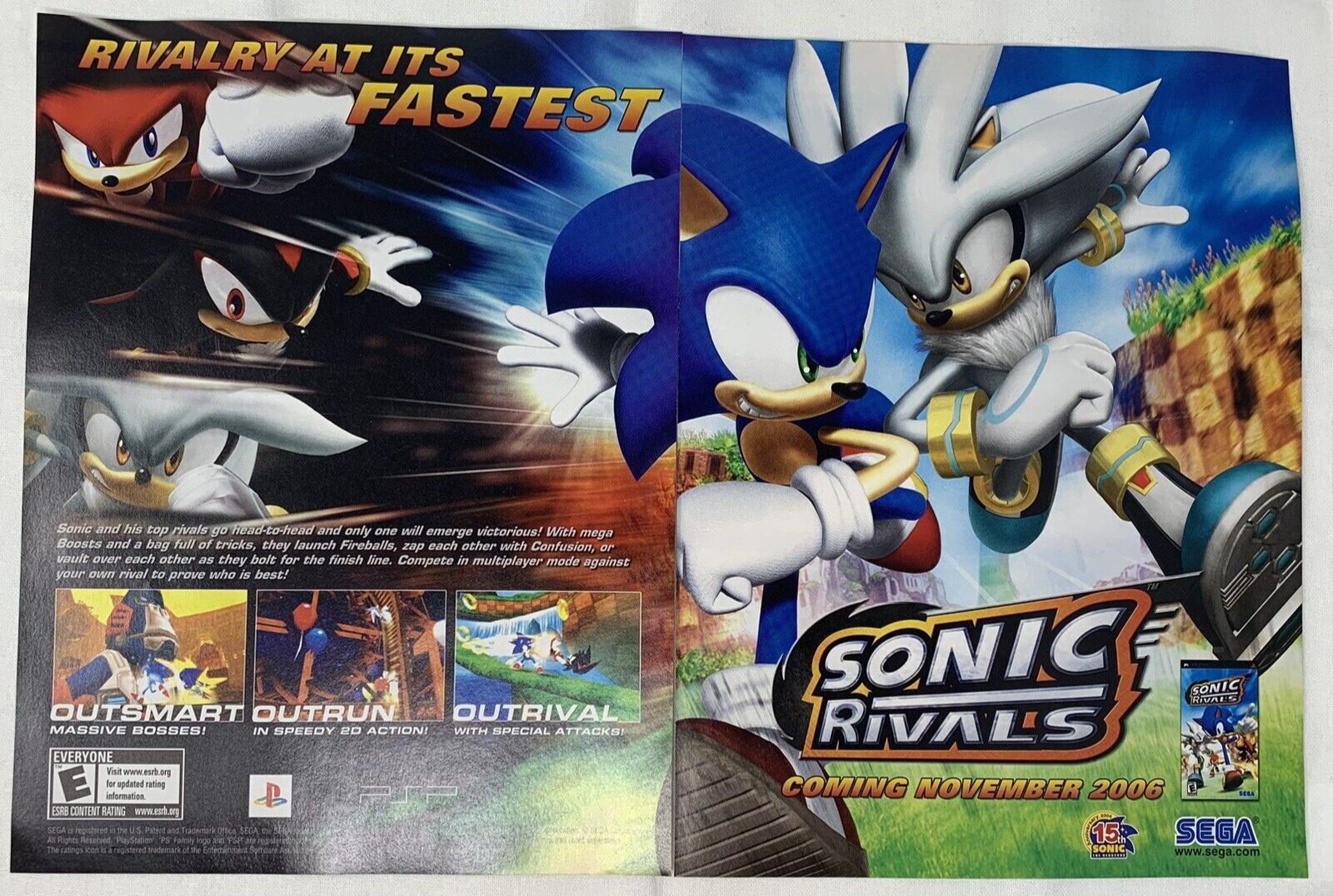 2006 Sonic Rivals Playstation PSP Vintage Print Ad Poster Original Sega Game Art