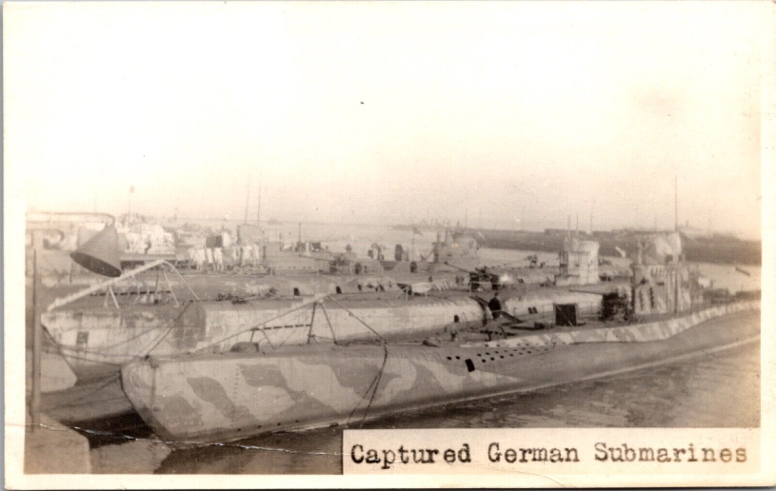 Real Photo Postcard Captured German Submarines