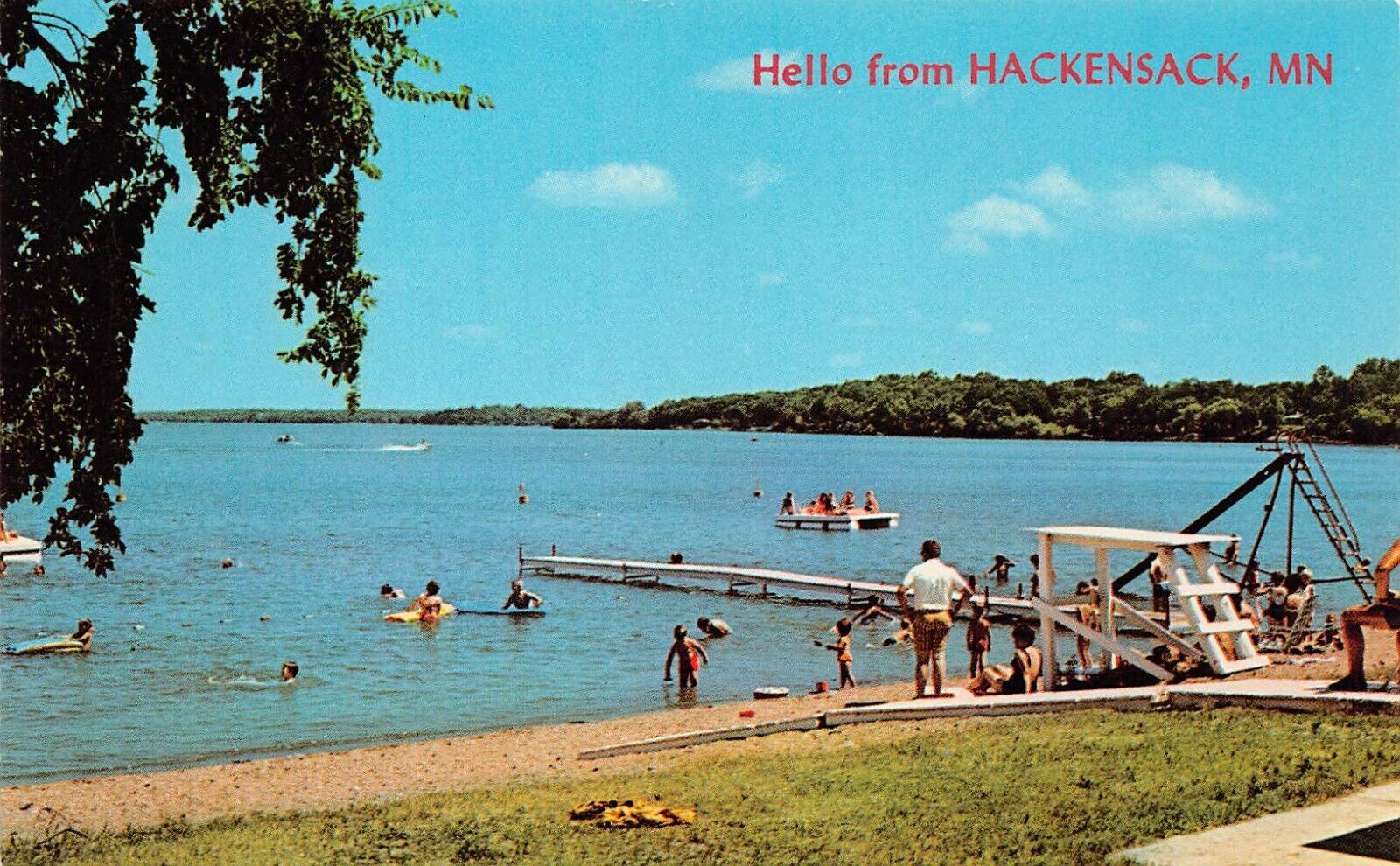 Hackensack MN Minnesota Lost Webb Lake Camp Beach Vtg Postcard C36