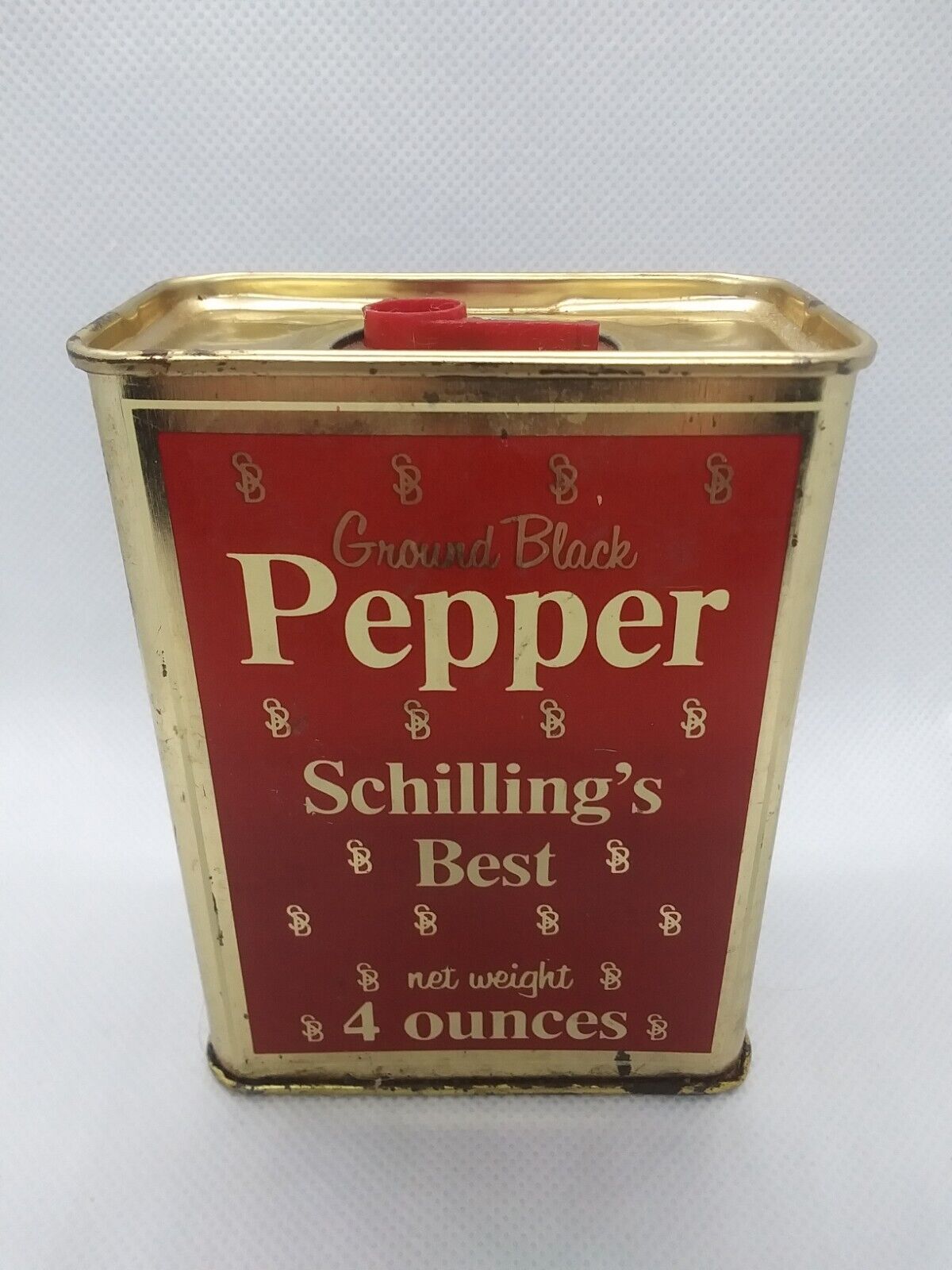 Vintage 1976 McCormick & CO Ground Black Pepper Schilling\'s Best 4 Ounce Tin