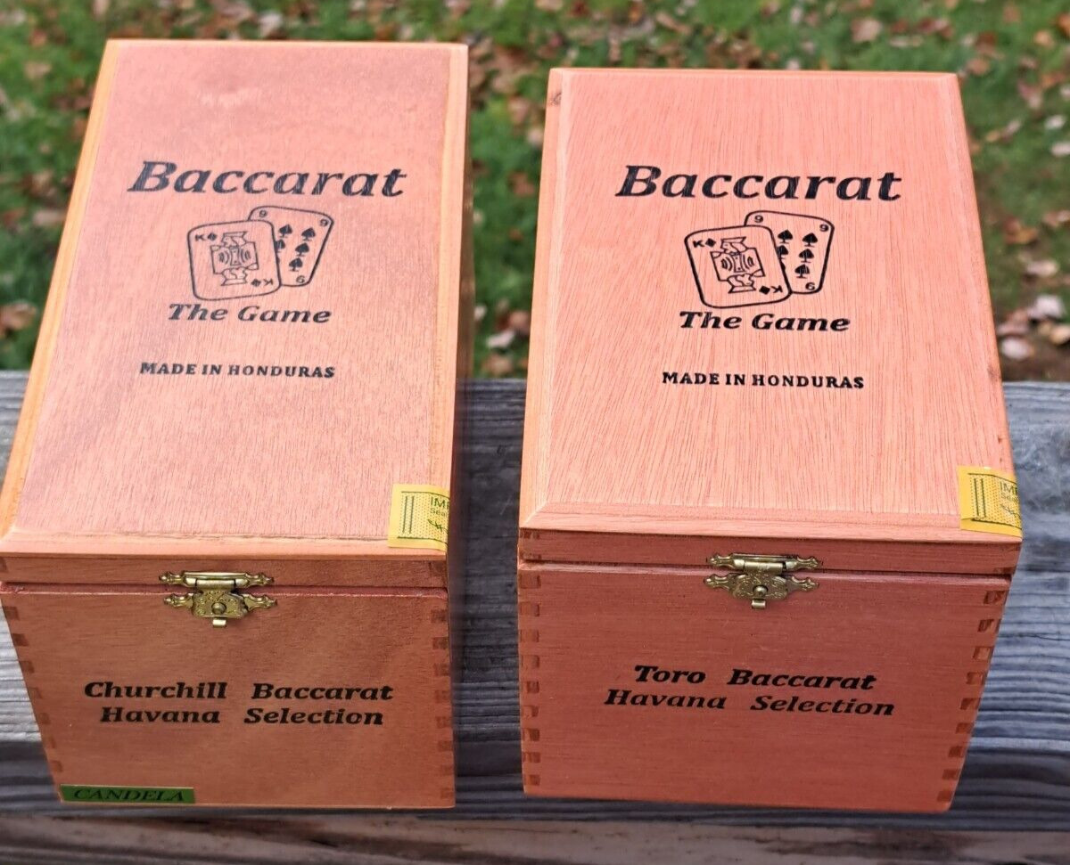 LOT of 2 Baccarat The Game Churchill and Toro Solid Wood Dove Tail Cigar Boxes