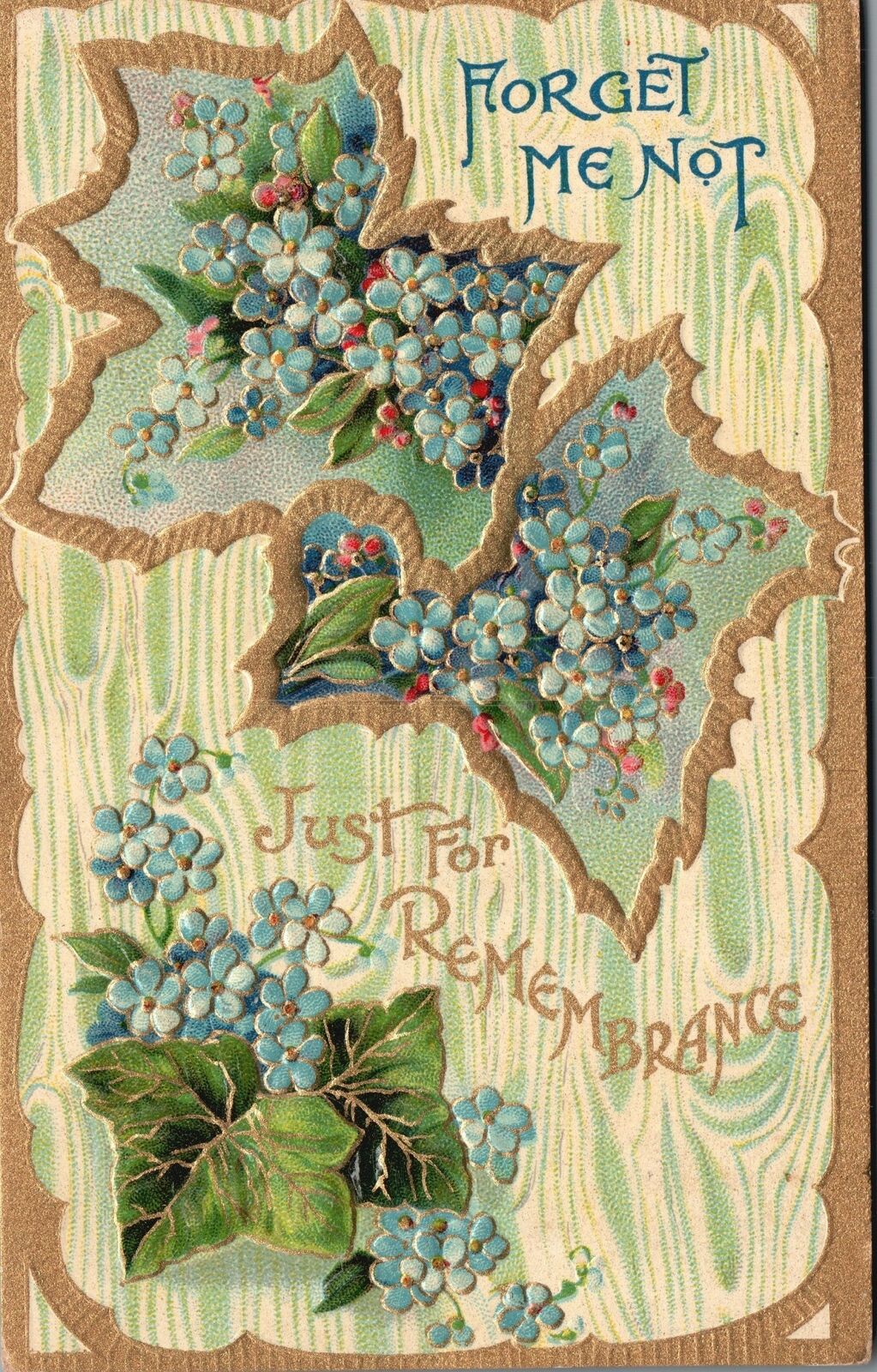 ​​Vintage Postcard 1910\'s Forget Me Not Just For Remembrance Greetings Flowers