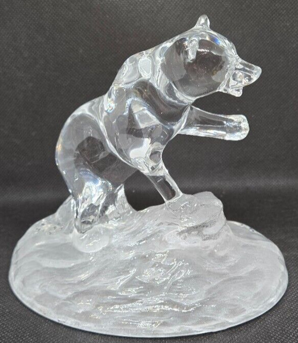 Vintage 24% Lead Crystal Grizzly Bear Statue By Cristal D\'Argues