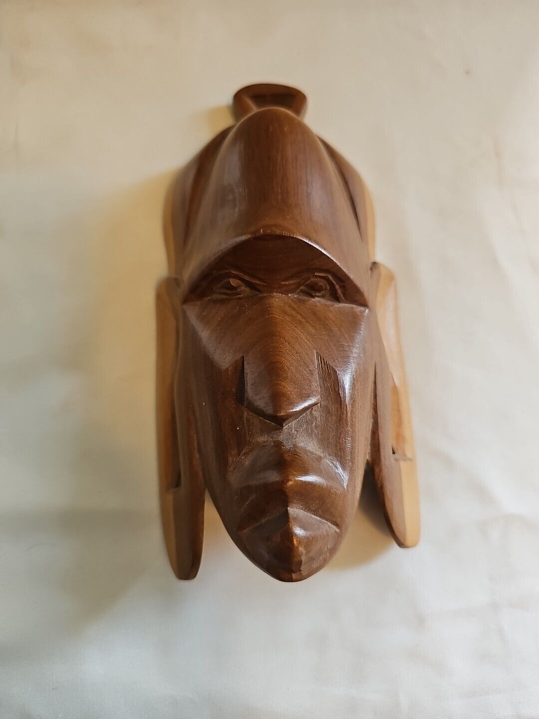 Vintage Tribal Carved Wood Face Mask Wall Hanging 7.5 \