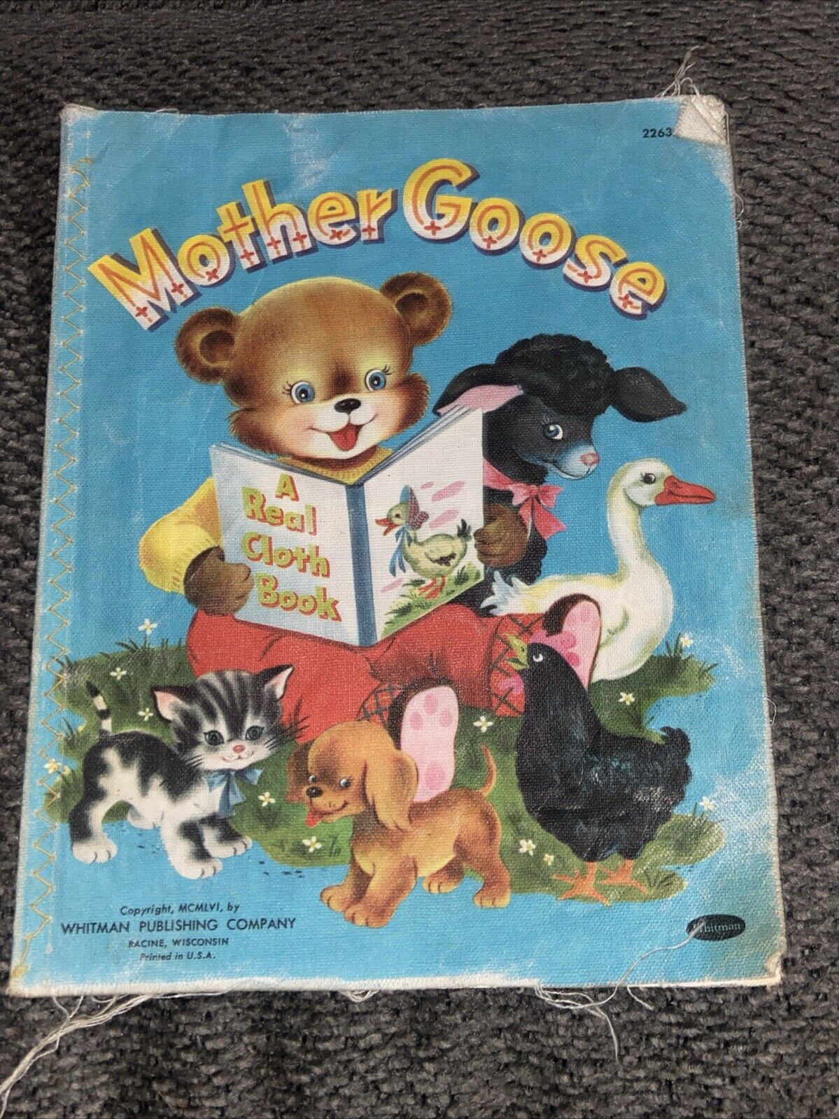 Vintage MOTHER GOOSE a real cloth book WHITMAN 1956