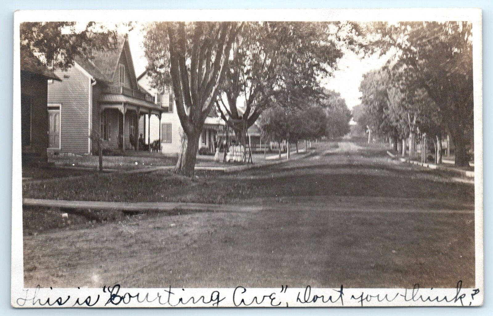 POSTCARD RPPC 1908 Courting Avenue? Tree Lined Dirt Road to Keosauqua Iowa