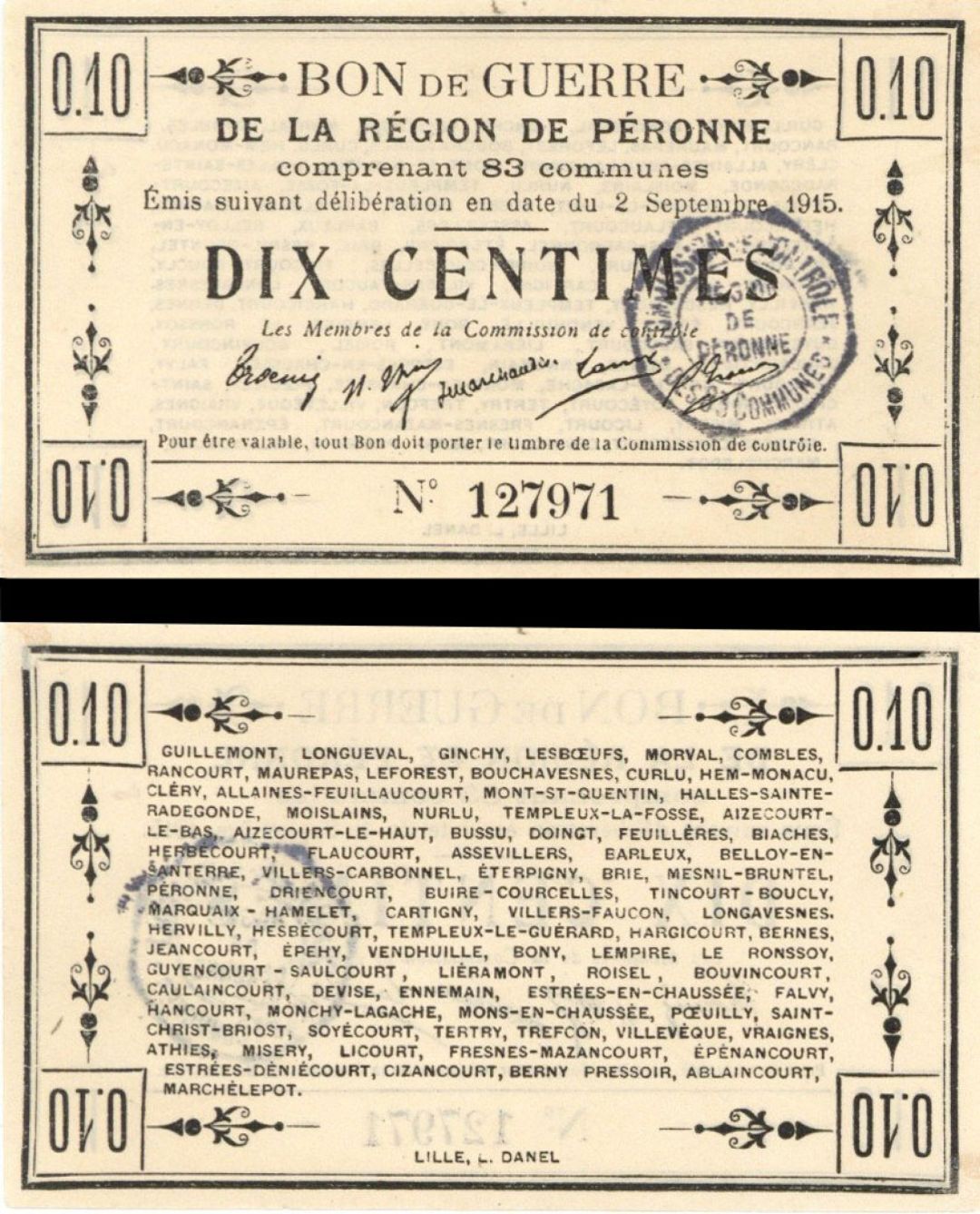 France, Notgeld - 1915, 10 Centimes - Foreign Paper Money - Paper Money - Foreig