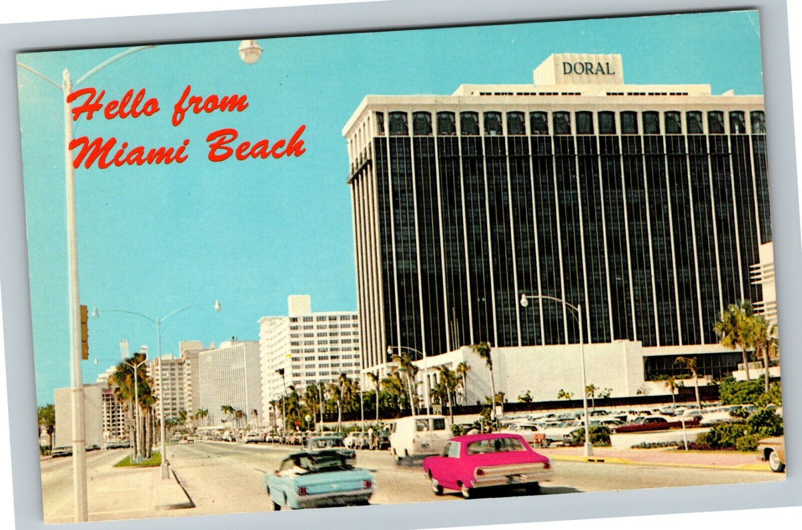 Miami Beach, FL-Florida, Collins Ave., Luxury Hotels, Vintage Postcard