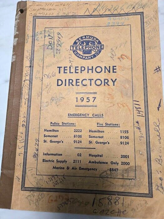 1957 Bermuda Telephone Directory Phone Book Bermuda Telephone Company Ltd
