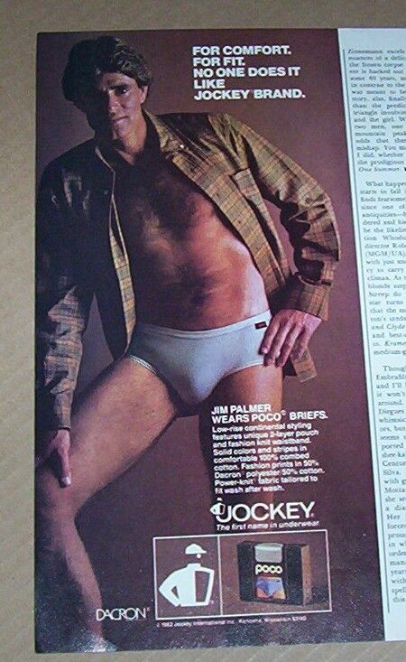 1982 print ad - Jockey mens underwear JIM PALMER baseball vintage Advertising