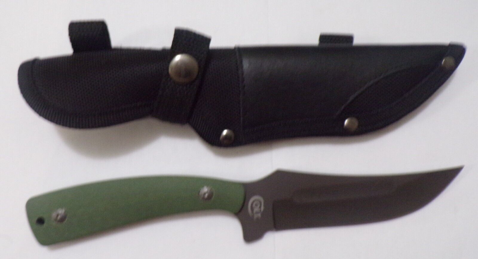 Colt Fixed Blade Hunter Upswept Skinner CT-699 Green Handle Nylon Sheath