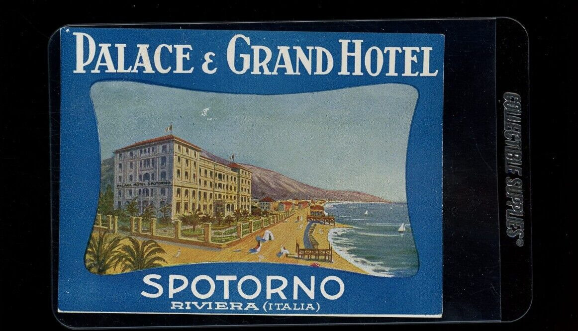 Palace & Grand Hotel Spotorno Italian Riviera Luggage Label