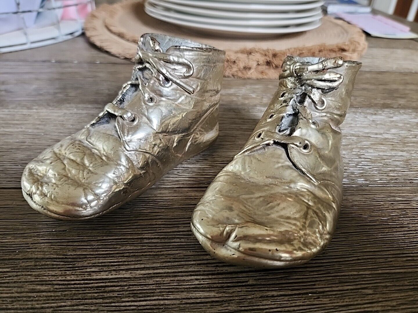 Brass Bronze Coated Dipped Baby Shoes  