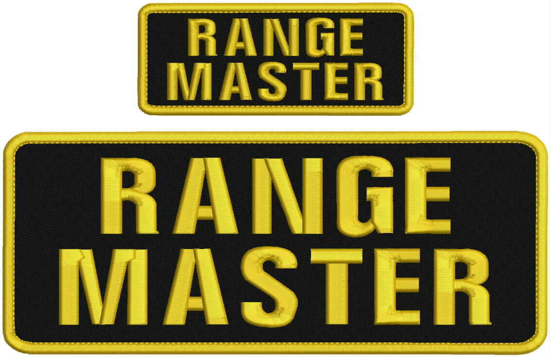 Range Master embroidery patches 4x10 and 2x5 hook on back Gold letters