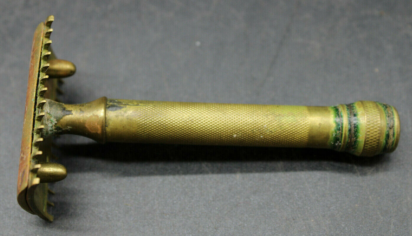 Vintage Gillette Brass/Copper Double Edge Flat Open Comb Razor (P2)