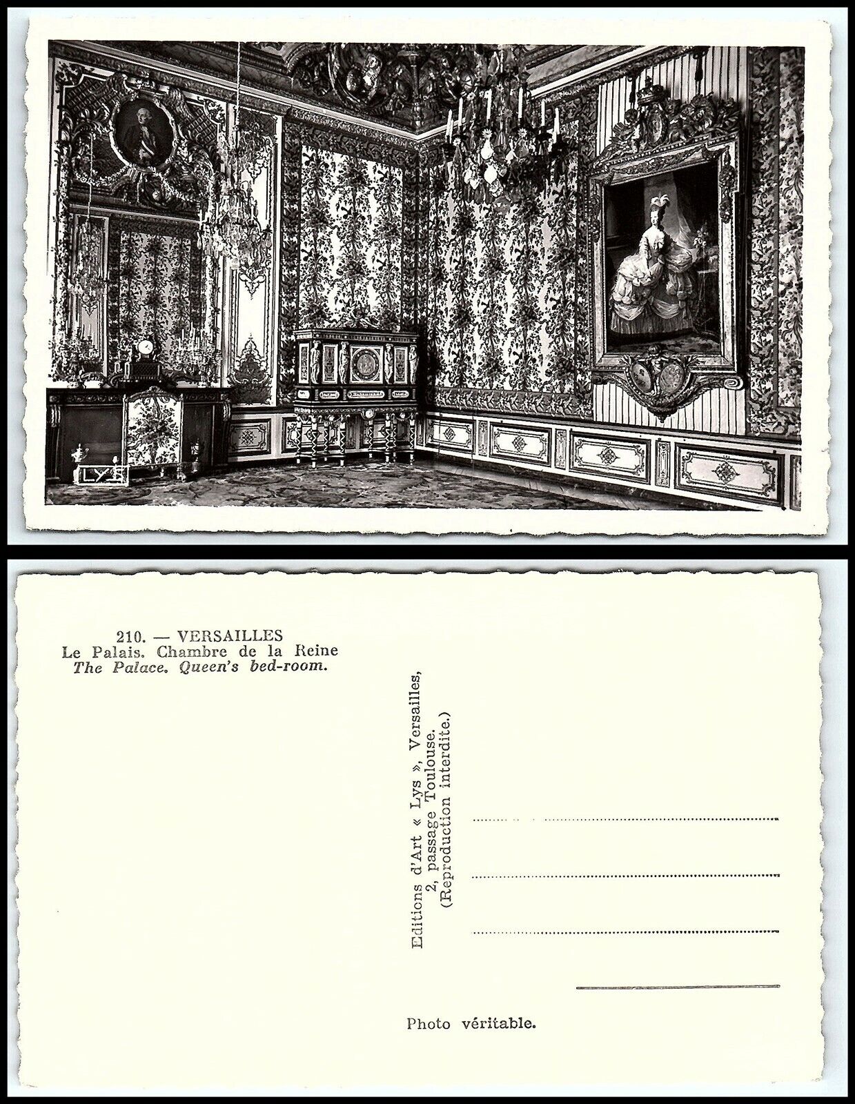 FRANCE RPPC Postcard - Versailles, The Palace, Queen\'s Bedroom J7