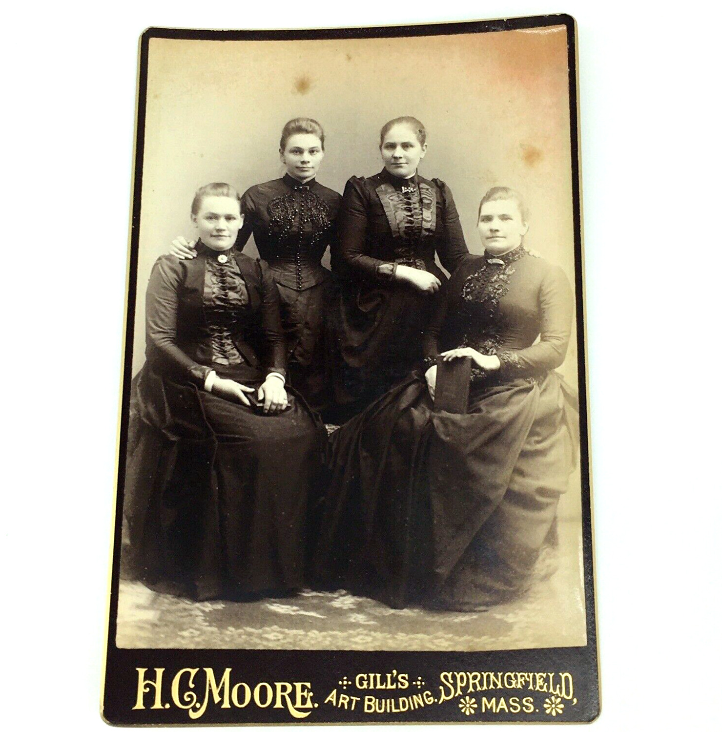 Antique CDV Ladies Group Photo Victorian Bibles Sisters H.G. Moore MA